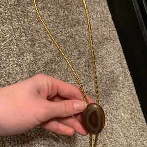 Elegant Vintage Gold and Brown Stone Bolo Tie
